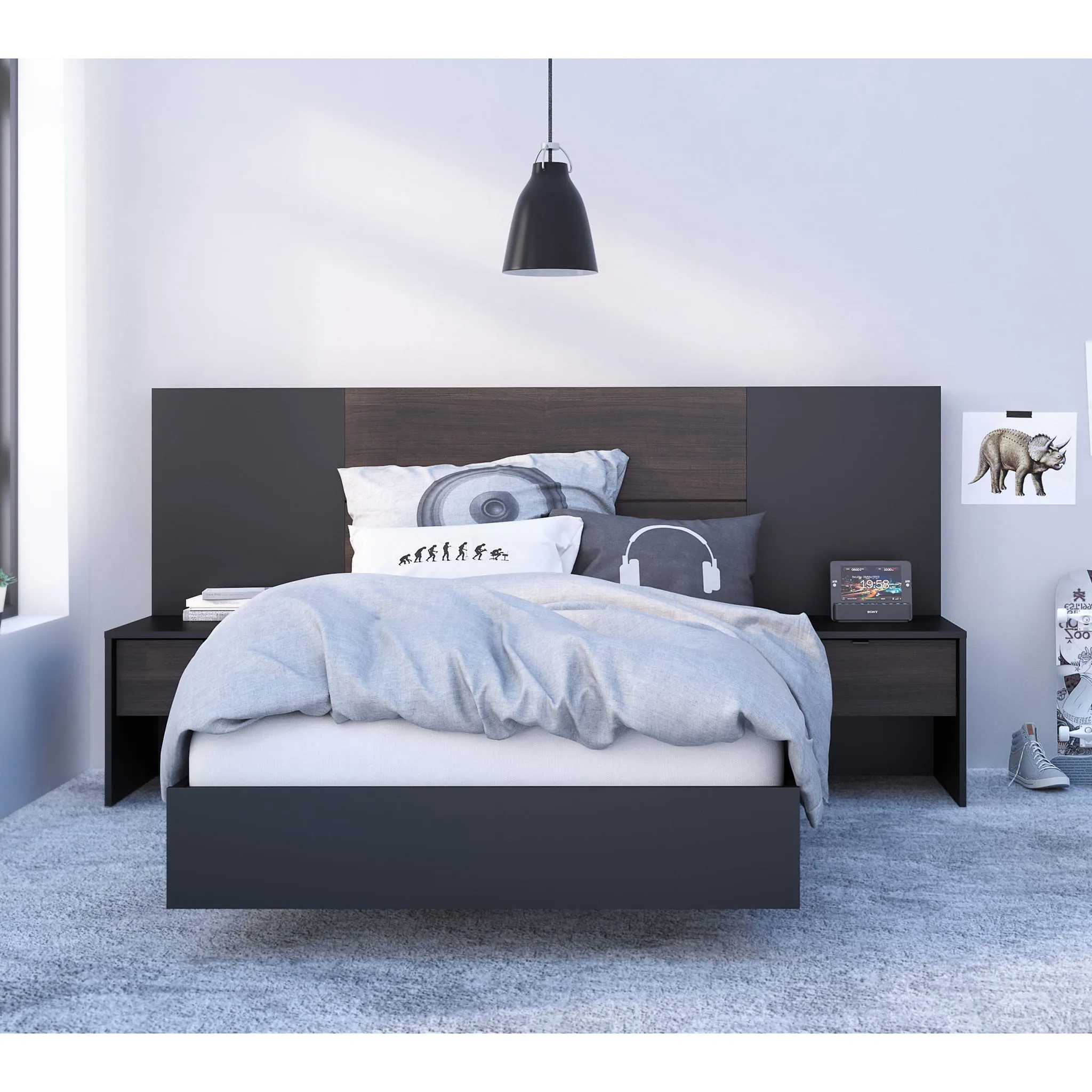 Nexera Table de Nuit Celeste - Noir et Ébène