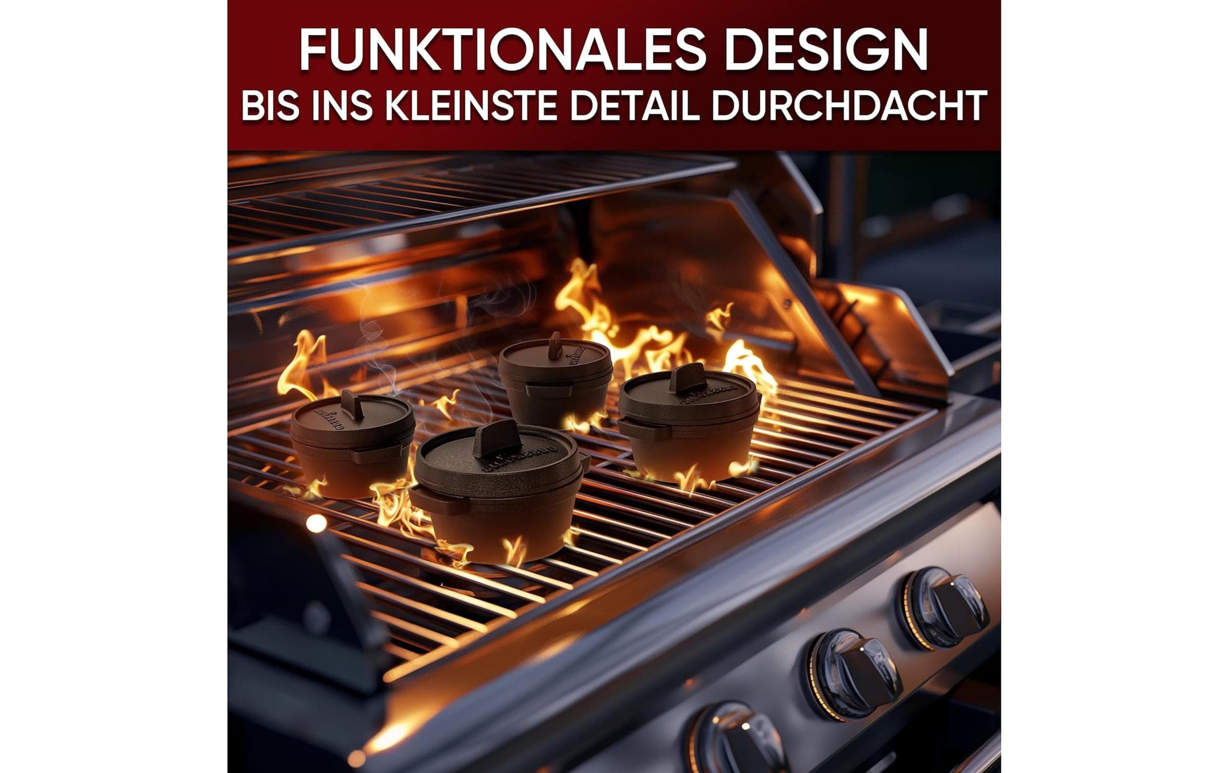 Grilltopf »Gusskoenig Mini Dutch Set 6 Töpfe, Rezeptbuch« Gusseisen