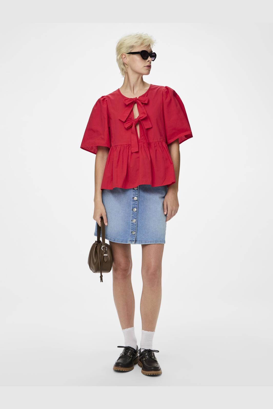 Pieces Pcmaya Ss O-Neck Bow Top 4738958 high risk red