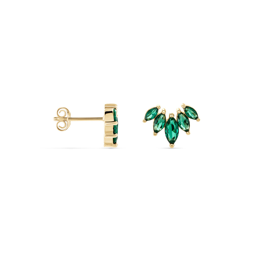 Boucles D'oreilles Puces Amazonia Plaqué Or Jaune Oxyde De Zirconium
