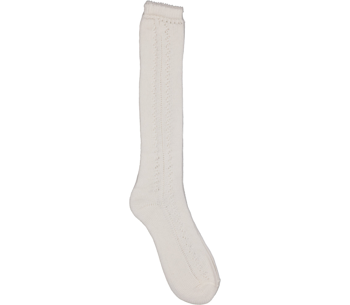 Knee Socks Pointelle, Strømper - Gentle White