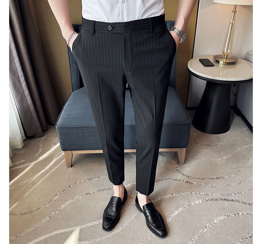Lefitt - Gestreepte taps toelopende cropped pantalon