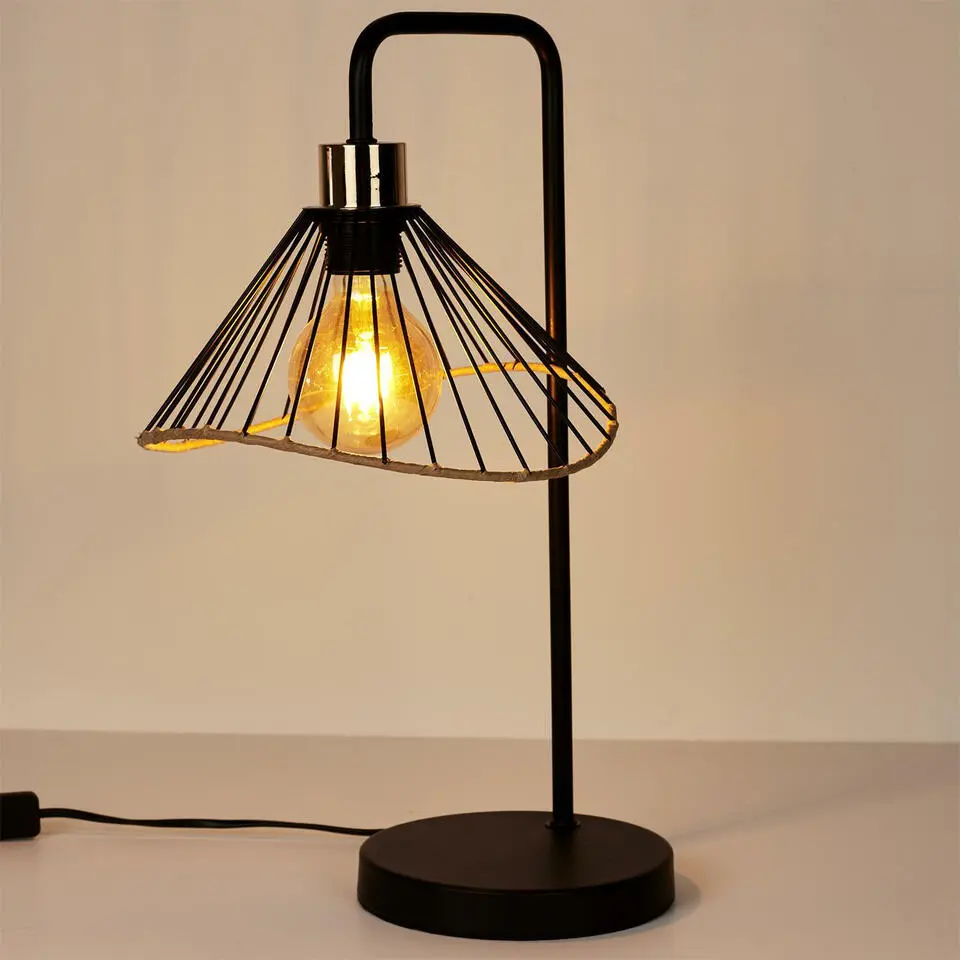Home deco factory LED Tafellamp Loft - zwart - 30 x 47 x 25 cm