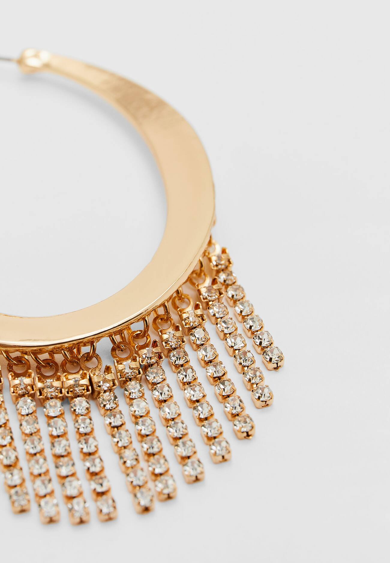 Brincos de argola com franjas de strass
