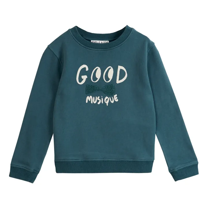 Emile et Ida Sweat Coton Bio Good Musique | Vert foncé