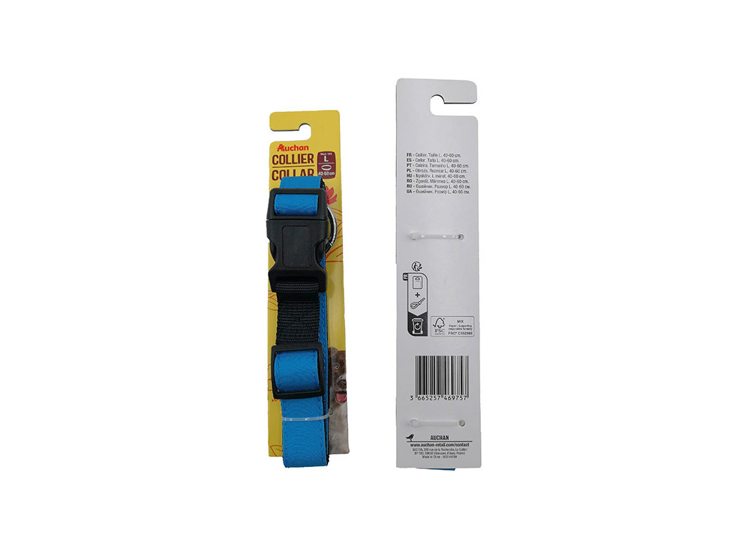 COLEIRA POLIESTER AUCHAN AZUL 2.5CMX40-60CM