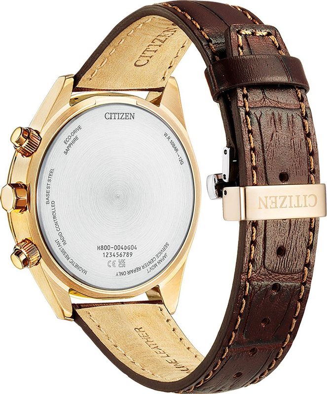 Citizen - Polshorloge - Goud - Grijs - Leer - RVS