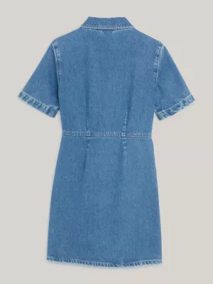 Vestido jeans com bordado de bandeira