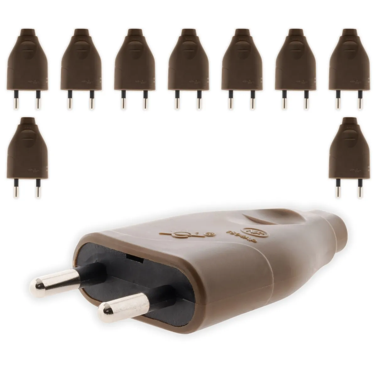 Zenitech Fiche mâle 2P 6A - Lot de 10 - Marron