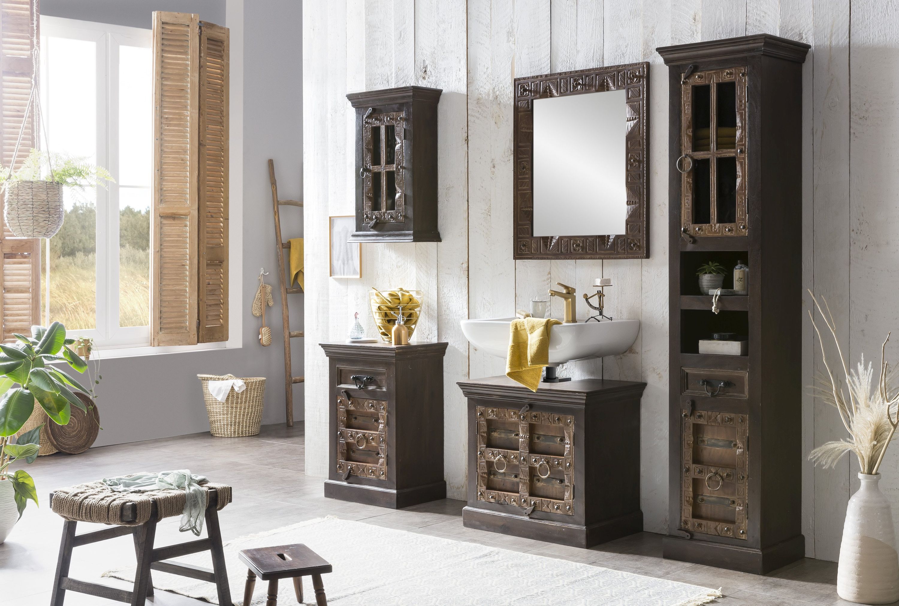 Badezimmer Hochschrank Almirah Badschrank Badmöbel Schrank Regal Altholz