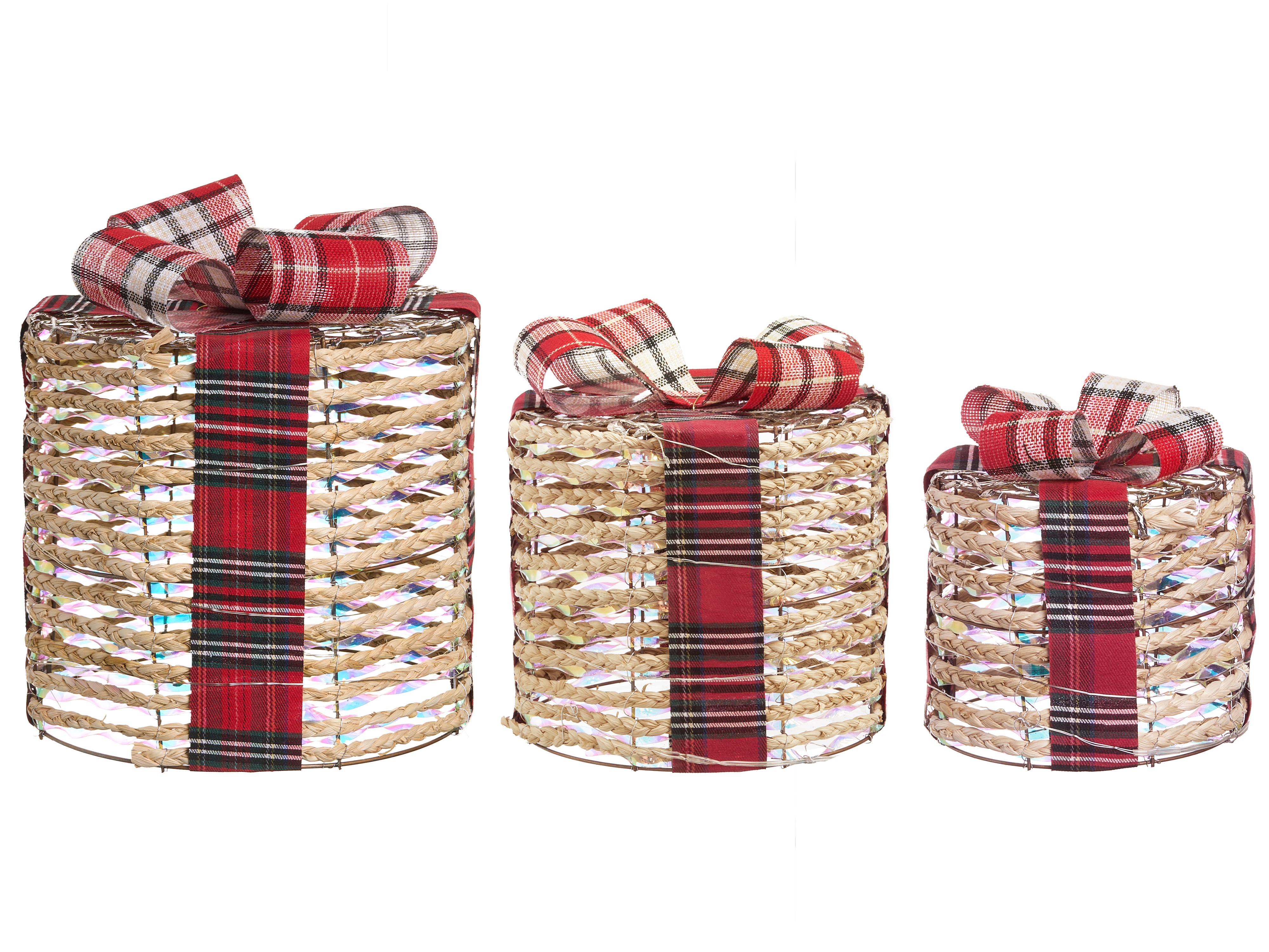 Set van 3 kerstdecoraties LED VEJLEN Kerstcadeaus 20/25/30 cm Beige