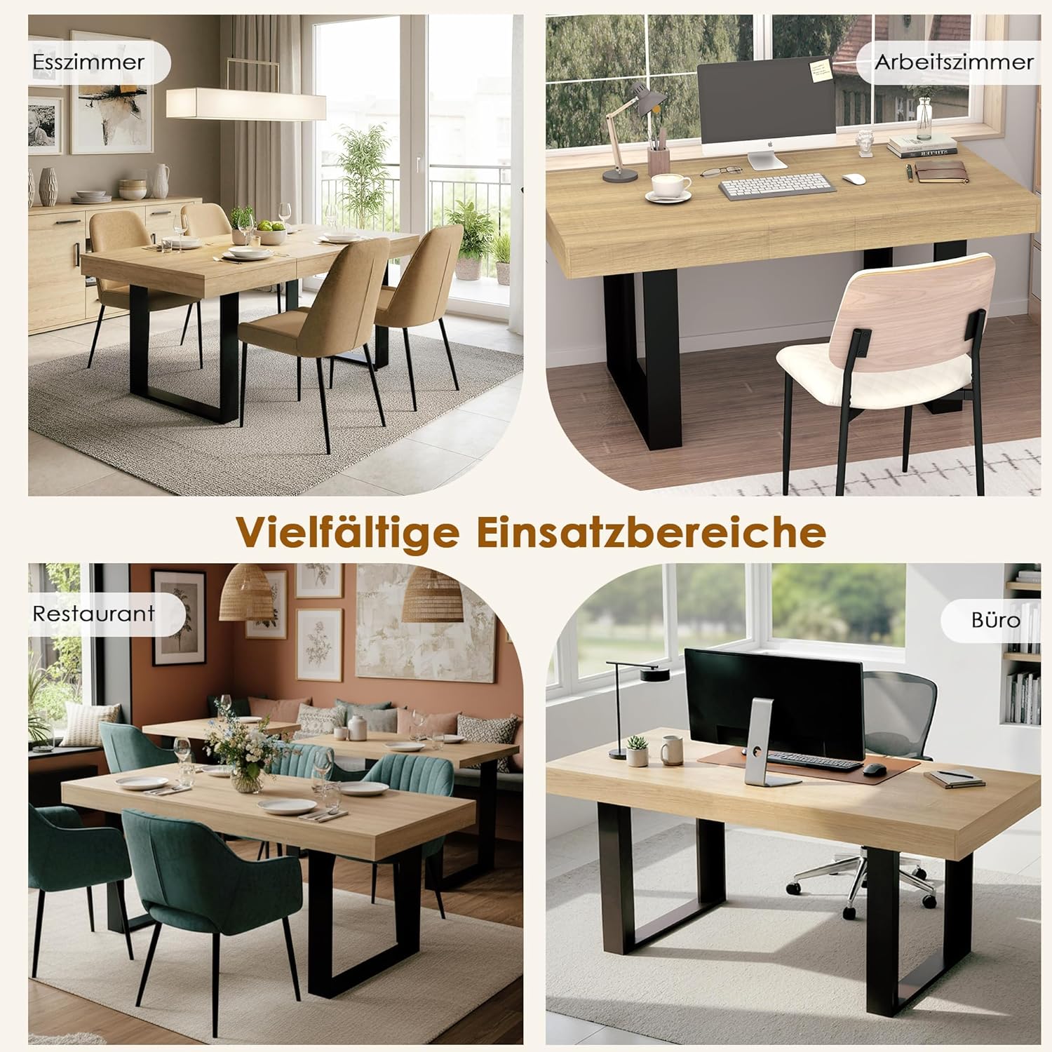GRAVFORCE Esstisch ausziehbar 120-160cm für 2-6 Personen Esszimmertisch Moderner Küchentisch Schlichter Dining Table Hochfeste Großer Tisch für Wohnzimmer Esszimmer Wohnung