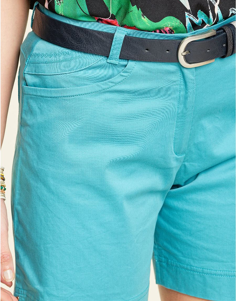 Short coton bleu lagon