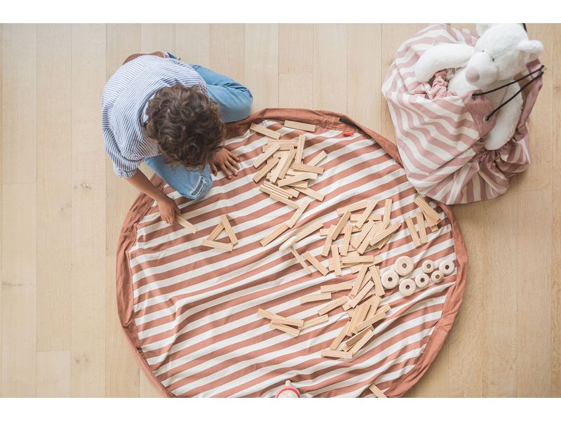 Play&Go Spielzeugtasche Stripes brown 2-in-1 Spielzeugsack und Spielteppich
