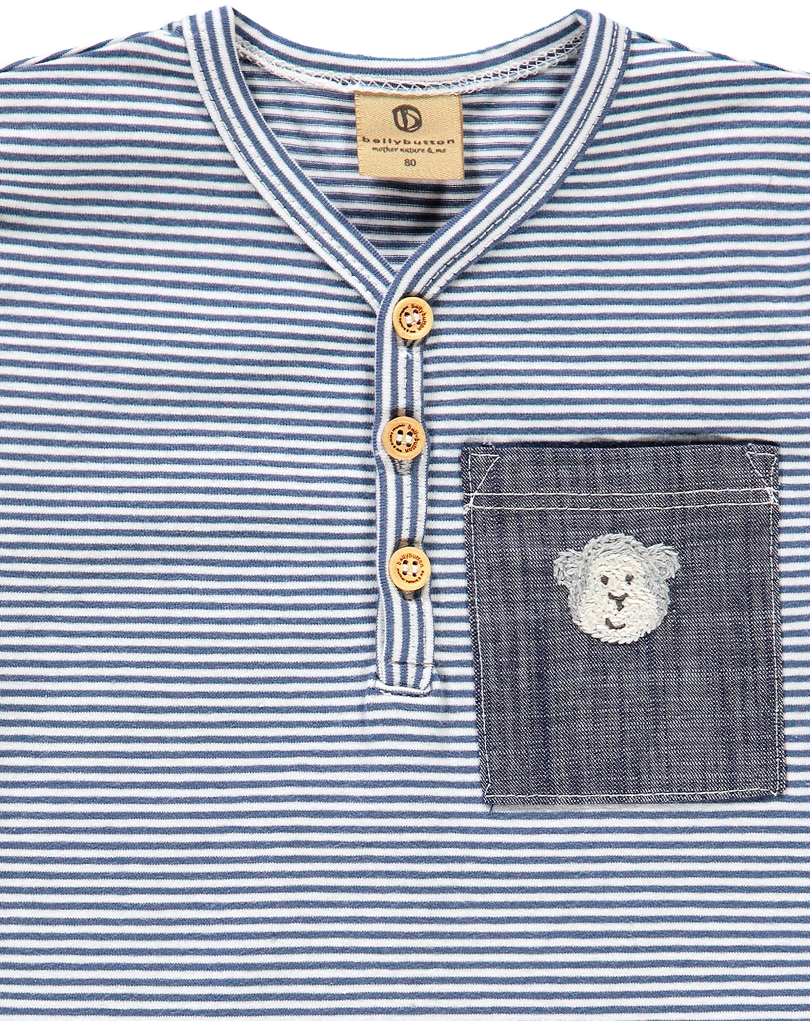 T-Shirt MONKEY POCKET gestreift in blau/weiß