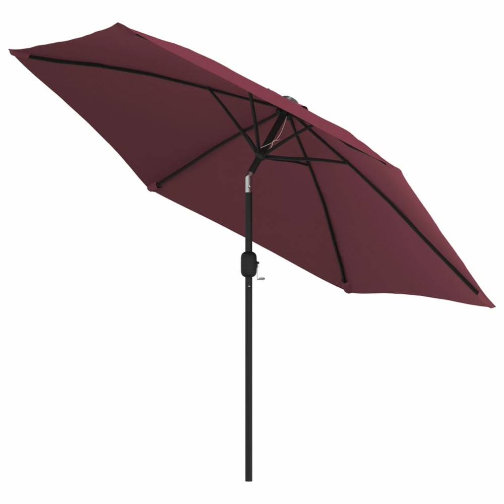 Parasol d'extérieur avec led et mât en acier 300 cm bordeaux