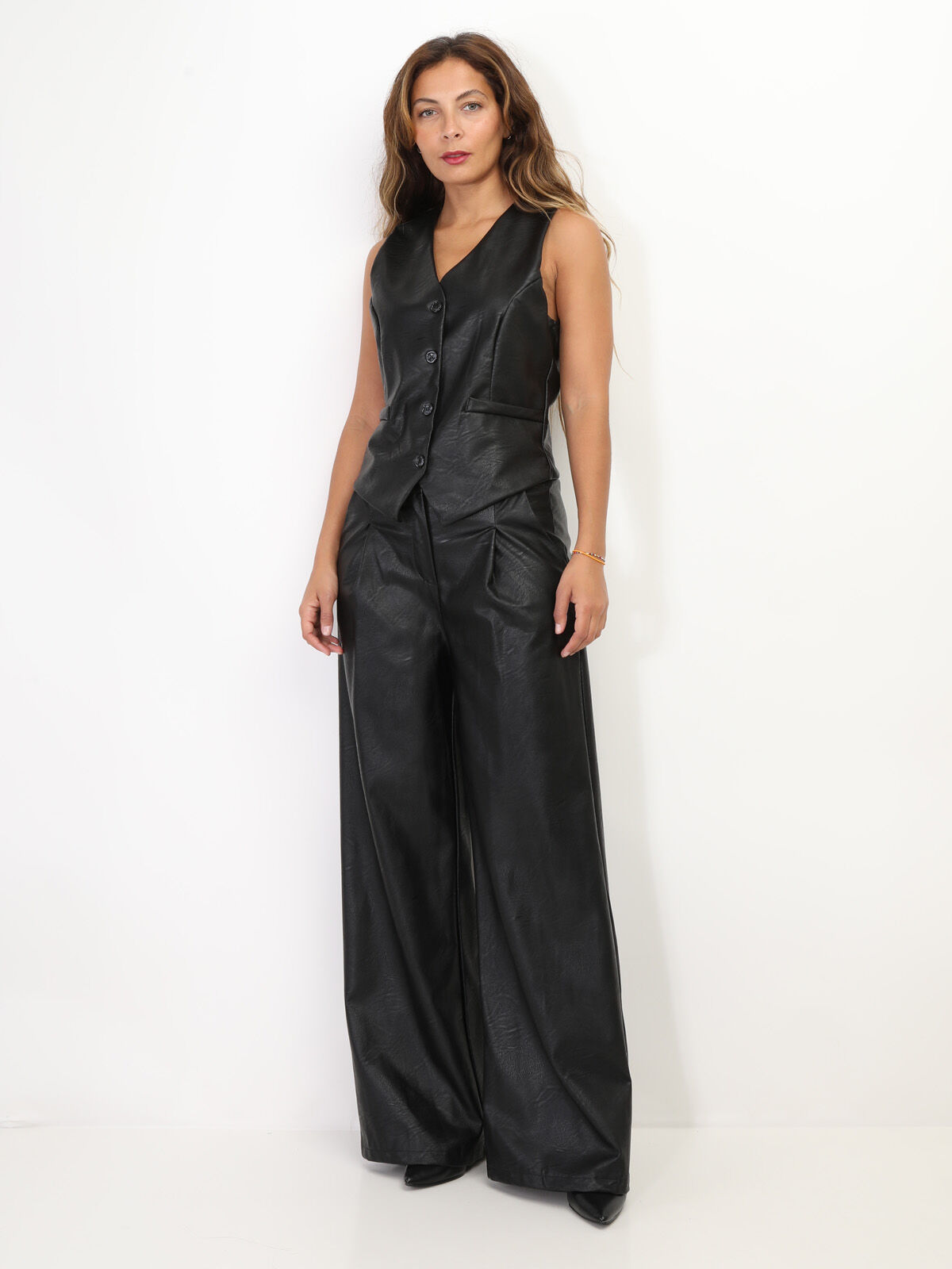 Gilet sans manches en simili- Noir