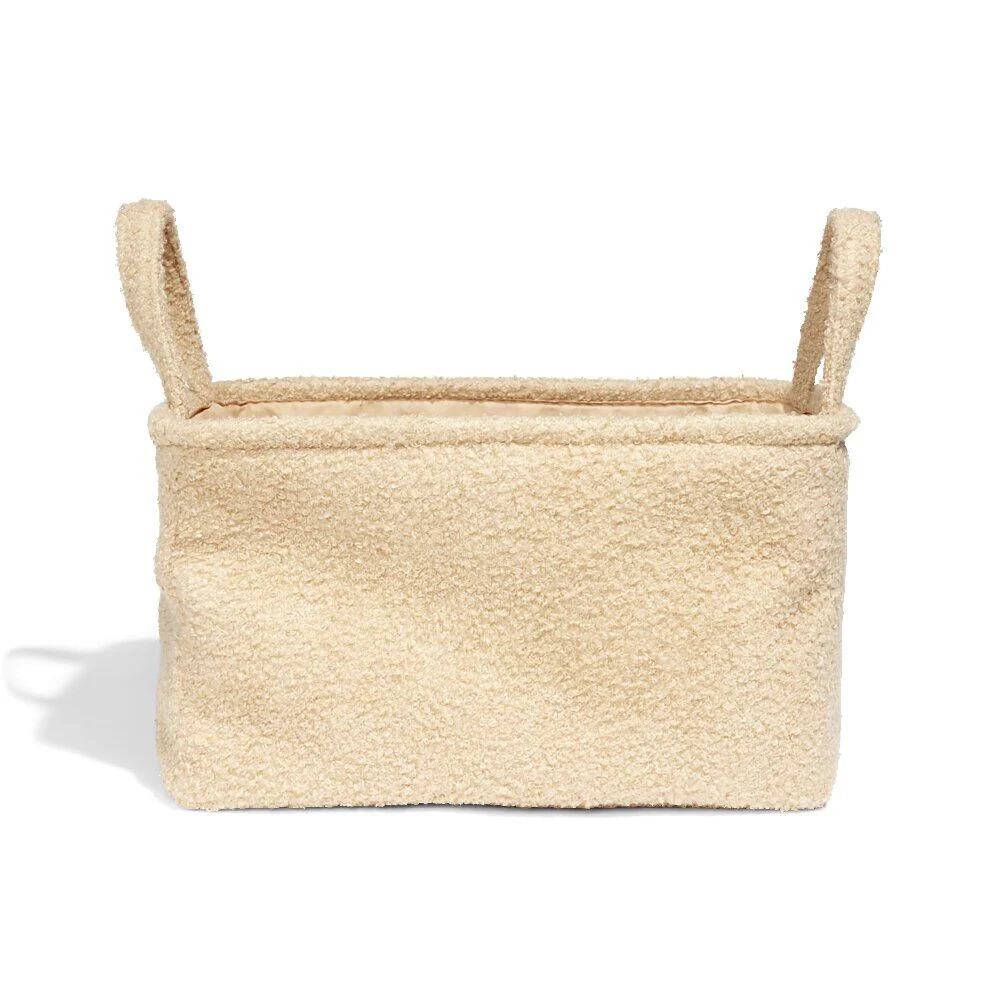 Panière laine bouclée beige 36x26xH20cm