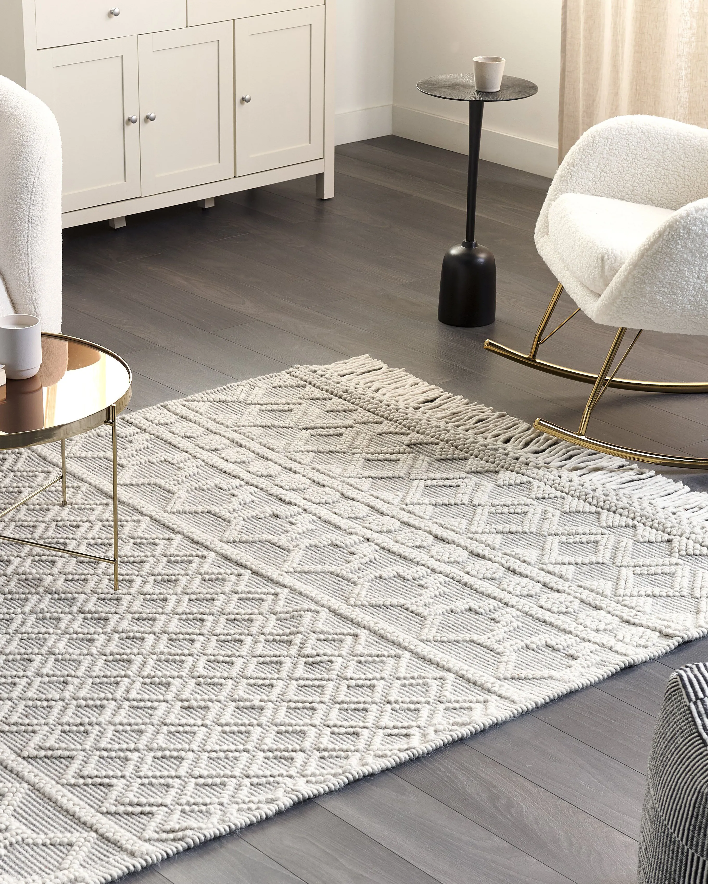 Vloerkleed SOLHAN Grijs Beige 160 x 230 cm Wol
