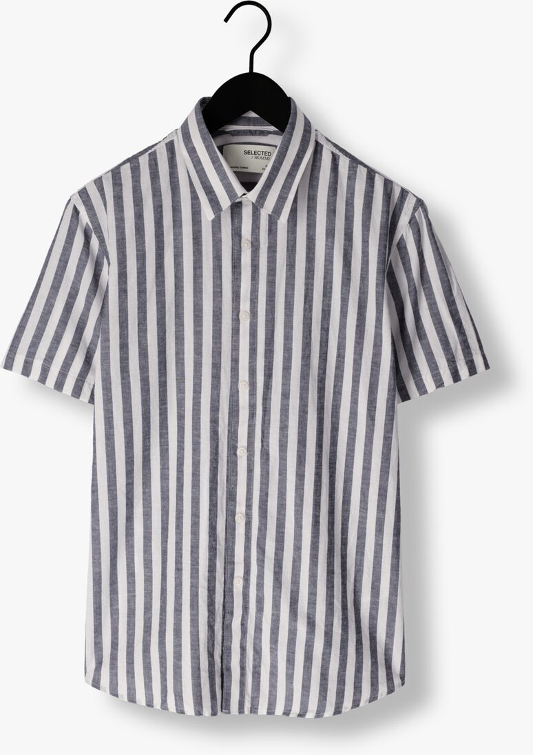SELECTED HOMME donkerblauwe selected homme casual overhemd slhslimnew-linen shirts ss classic w