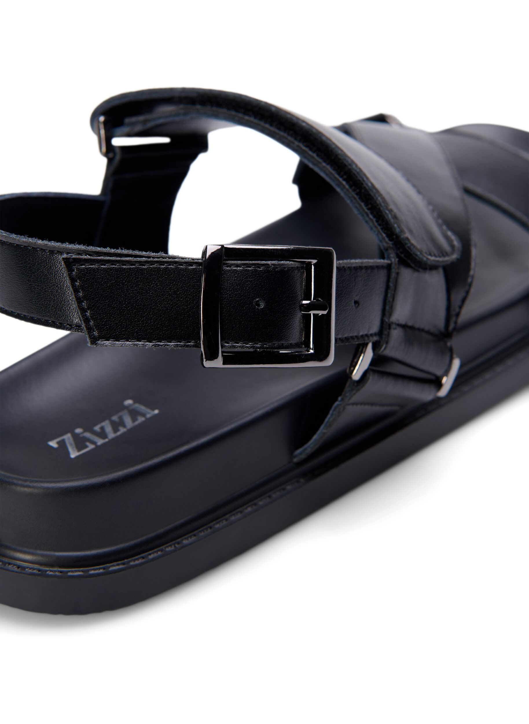 Wide fit - Lædersandal med justerbare stropper