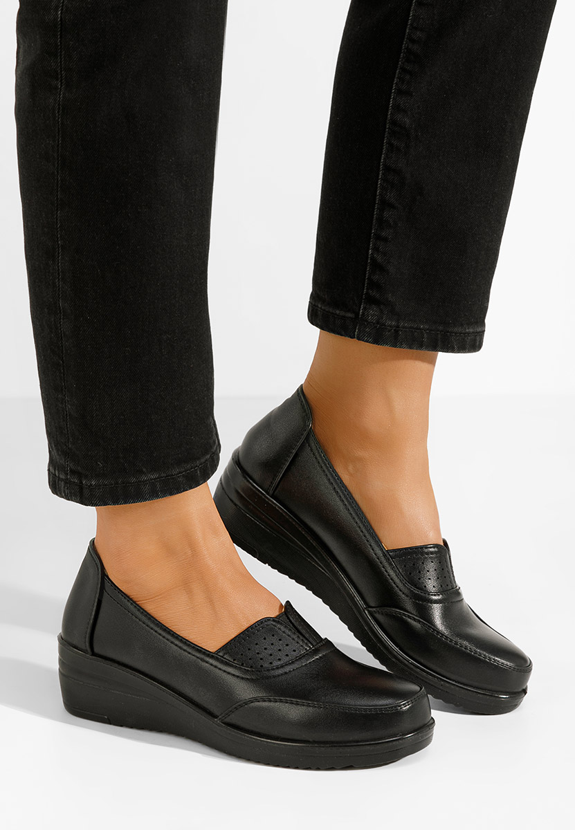 Mocassins femme à plateforme noirs Marilena