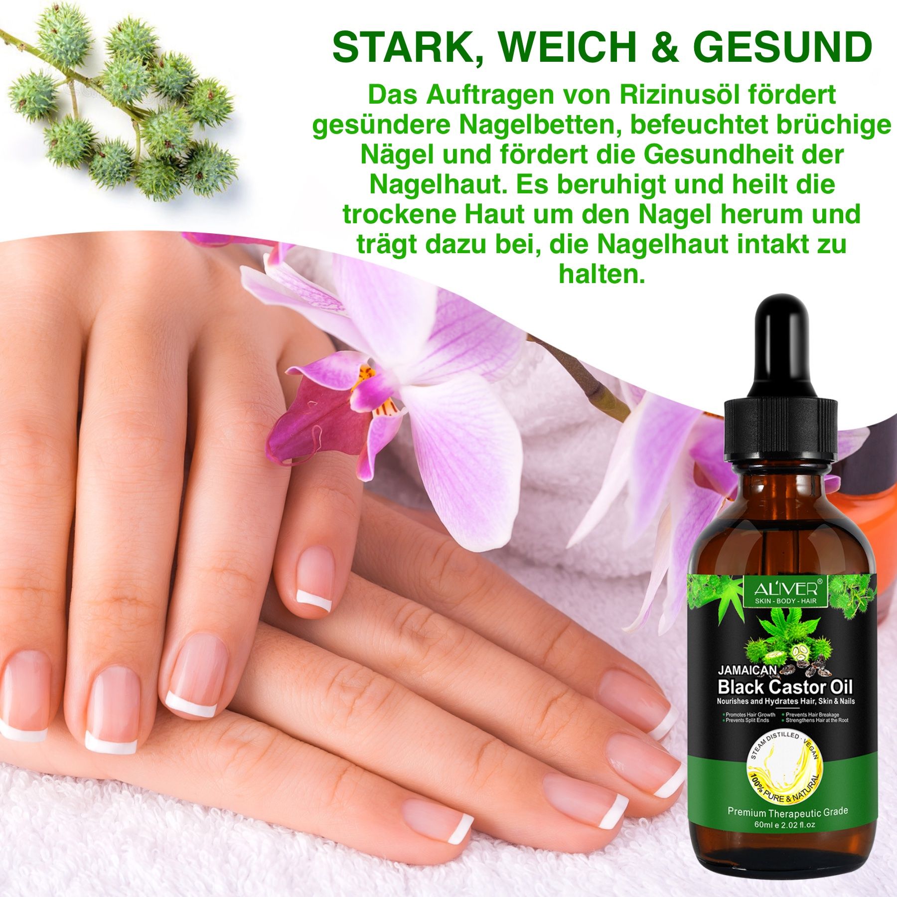 ALIVER Rizinusöl Haaröl für Haarpflege und Haarwachstum