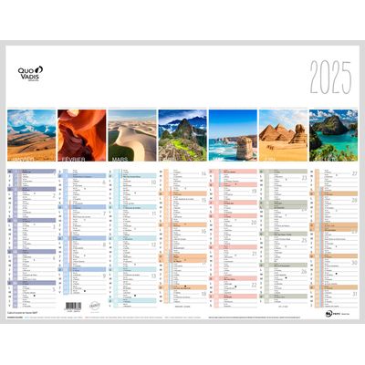 Quo Vadis - Calendrier Fantaisie 7 mois par face - 43 x 33,5 cm - Terre