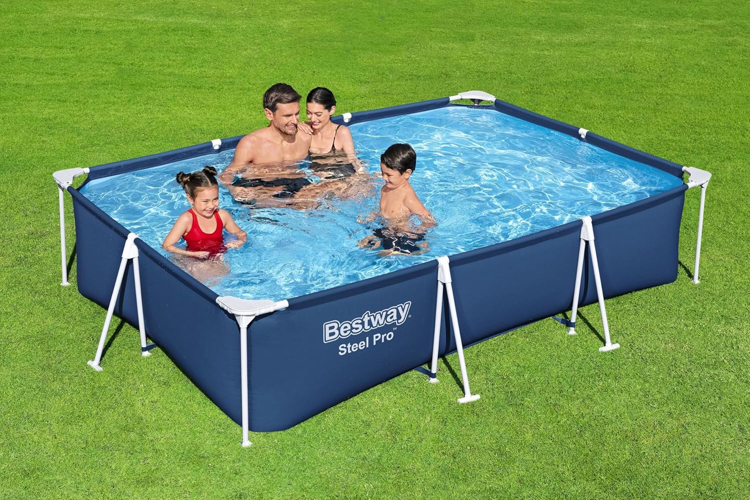 Bestway Steel Pro Kit Piscine Hors Sol Rectangulaire 3,00 m X 2,01 m X 66 cm, Bleu