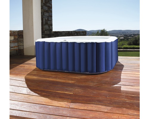 Opblaasbare hottub SQUARE NAVY Plug & Play voor maximaal 4 personen met filtersysteem, desinfectietechnologie, hottub-blazer, automatische uitschakel-/stand-byfunctie en timerfunctie, blauw