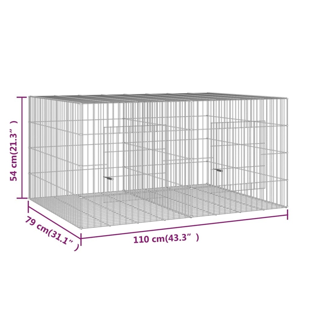 Cage à lapin 2 panneaux 110x79x54 cm fer galvanisé
