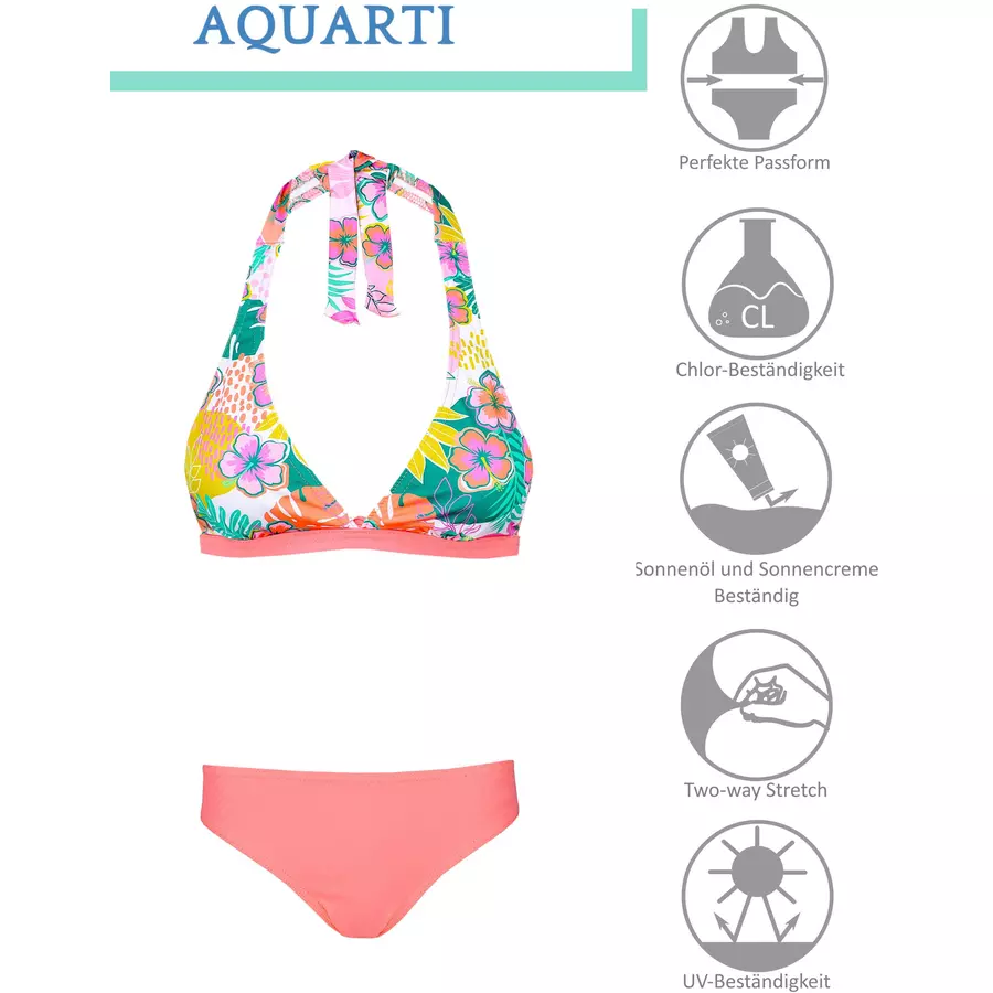 Aquarti Mädchen Bikini Set Zweiteilig Bikinislip Bustier rosablau