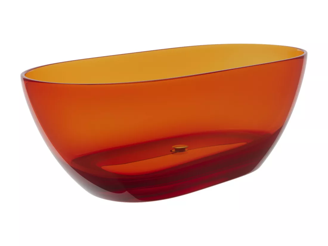 Baignoire îlot translucide - 292L - 160 x 72 x 56 cm - Orange - Résine - SPAVO