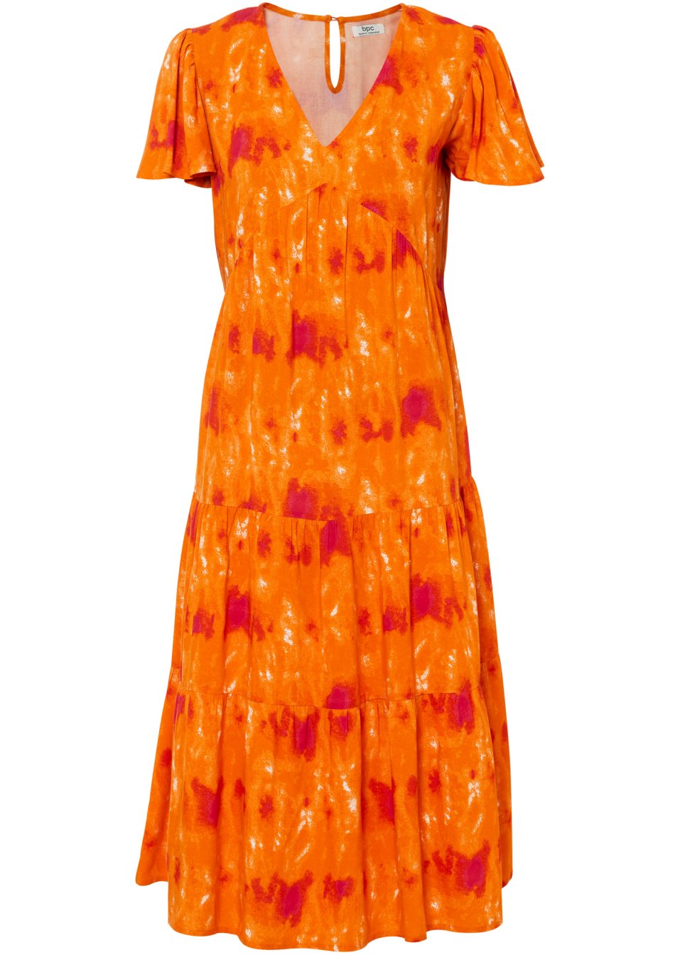 Robe midi avec manches papillon, volants et poches