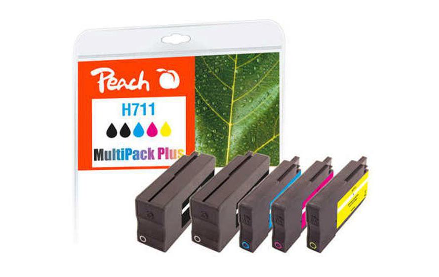 Tinte HP Nr. 711 Multipack+Tintenset: 2x Schwarz, 1x Cyan, Magenta und Gelb