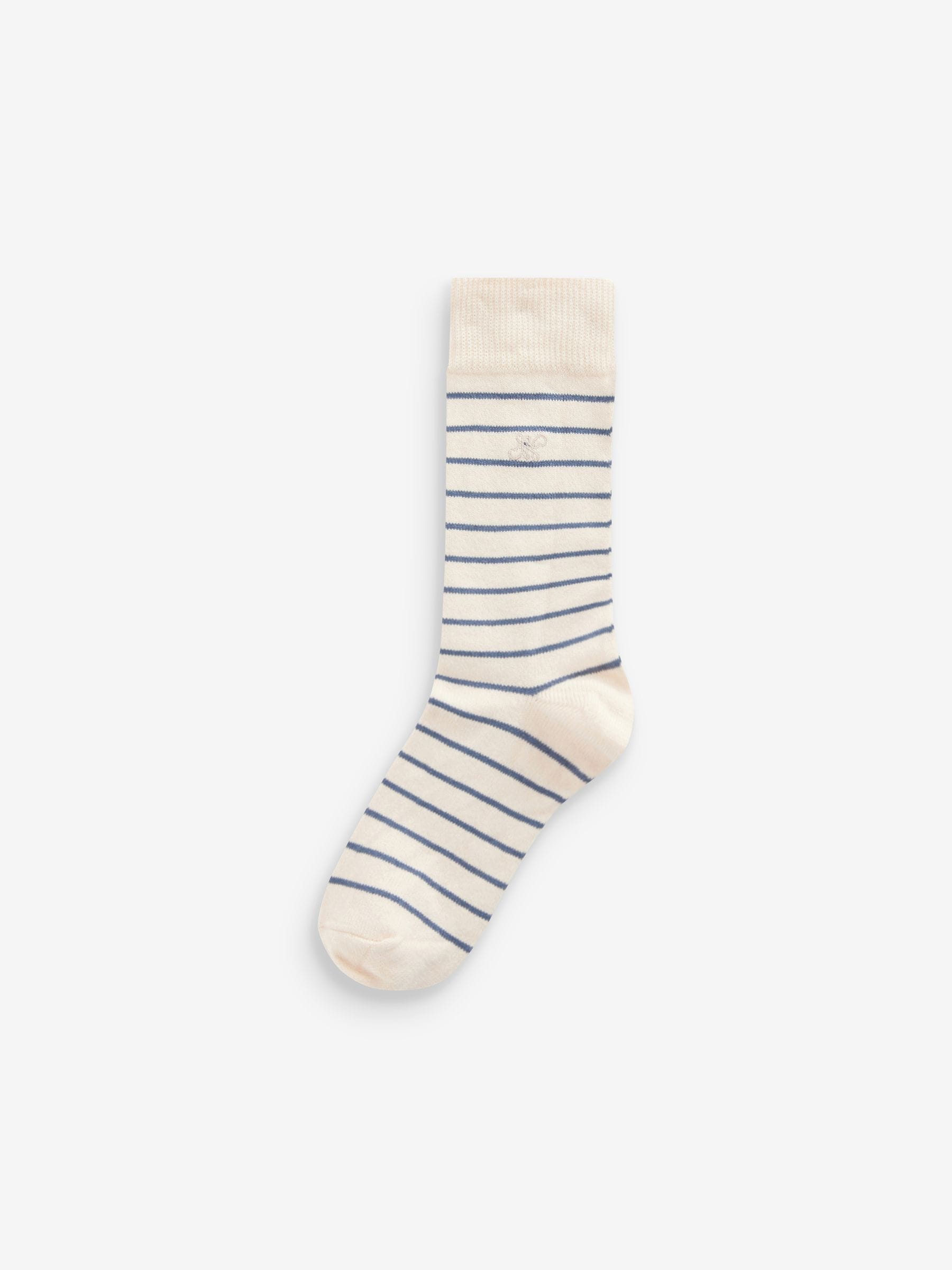 Naturel met strepen - Set van 5 sokken met patroon