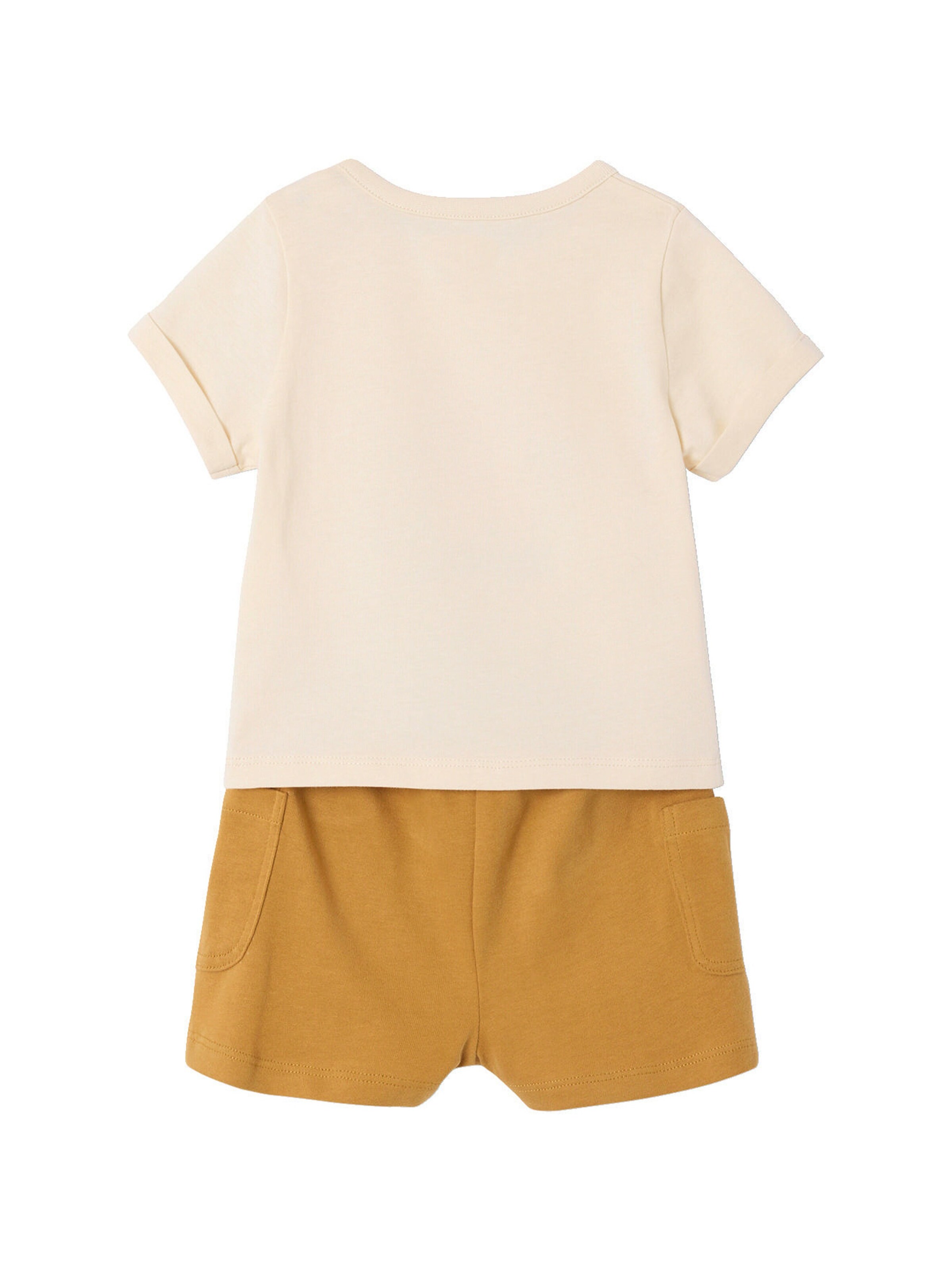 Vertbaudet Bio-Kollektion: Baby-Set aus bedrucktem T-Shirt & Shorts karamell