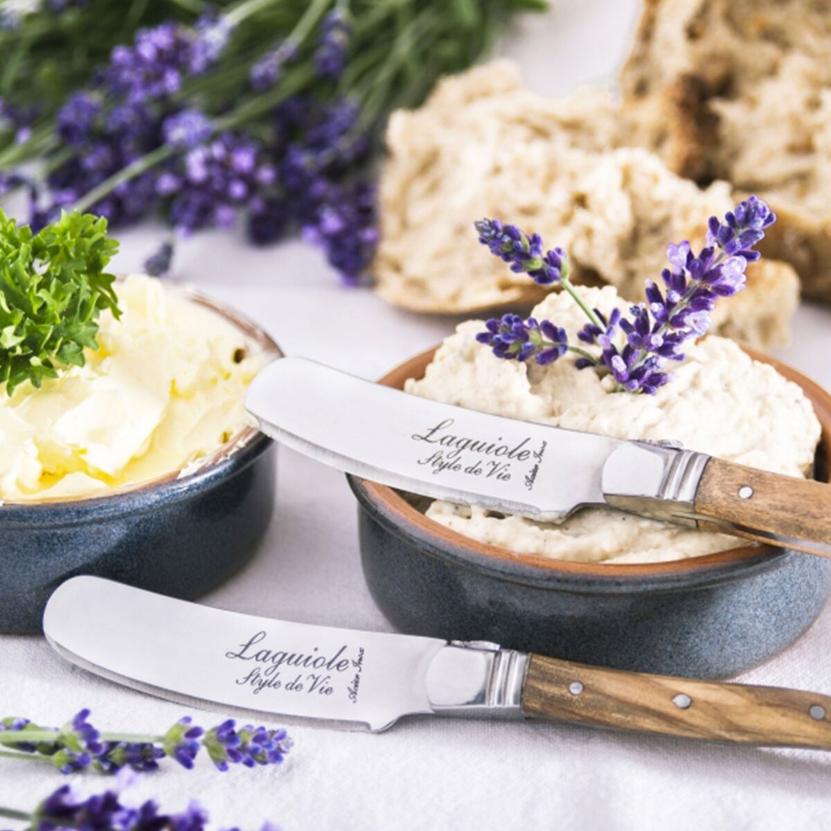 Laguiole Smørkniver 4-pakning, olivtre