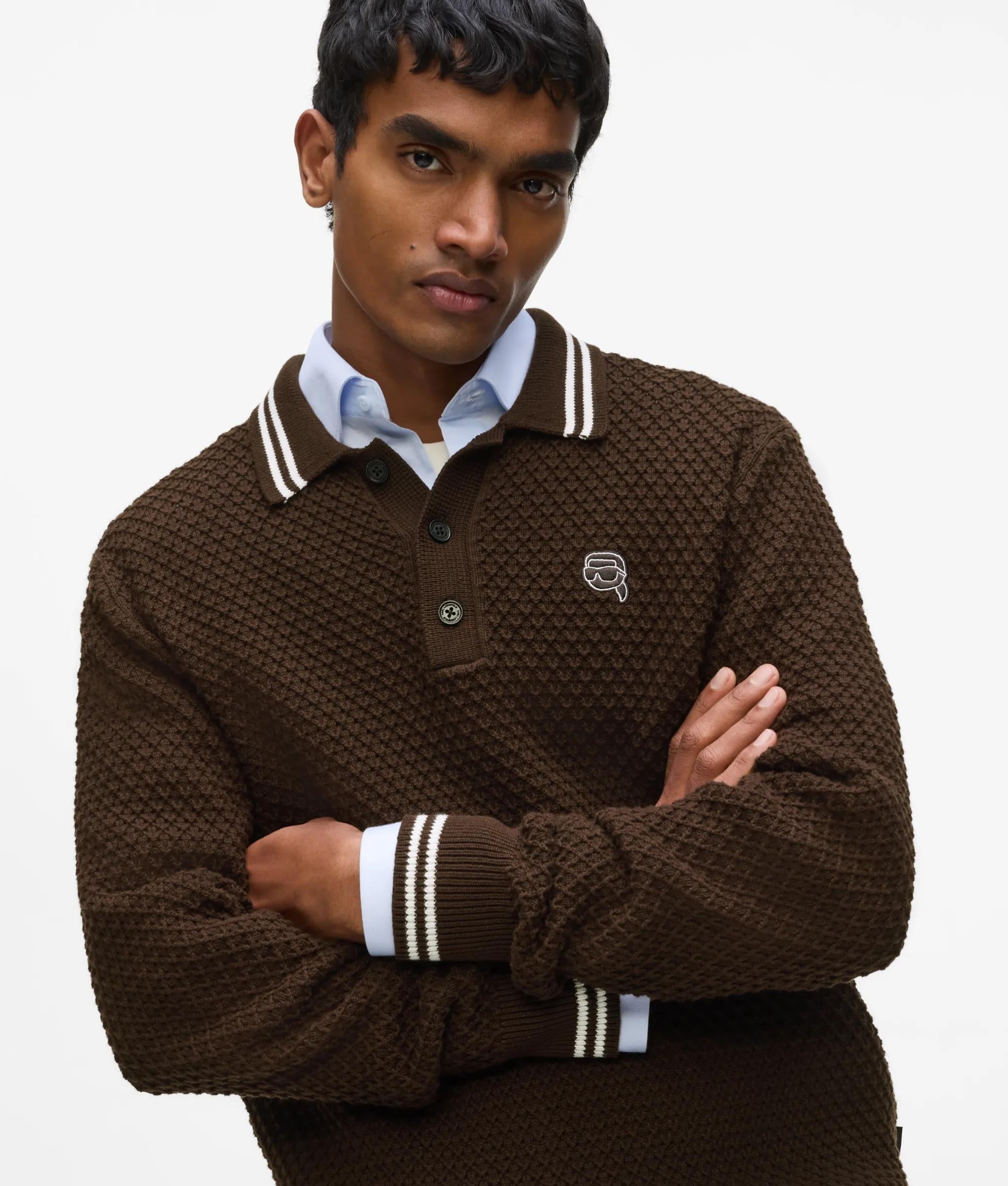 Ikon polo shirt met lange gebreide mouwen