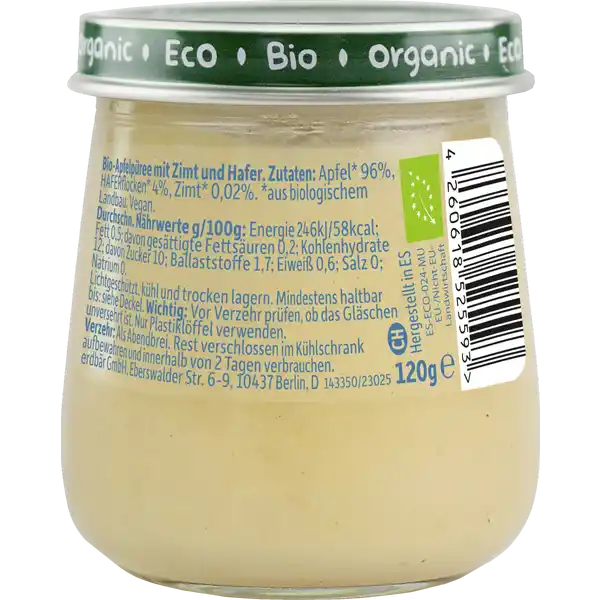 Bio Baby Abendbrei Apfel, Zimt mit Hafer