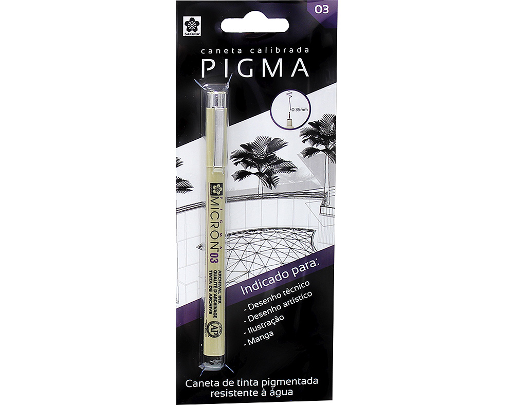 CANETA TINTA PIGMENTADA PIGMA MICRON 03 PRETO 0.35MM