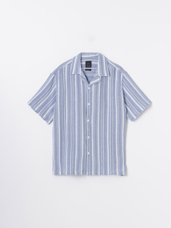 Camisa listrada rústica - Azul escuro