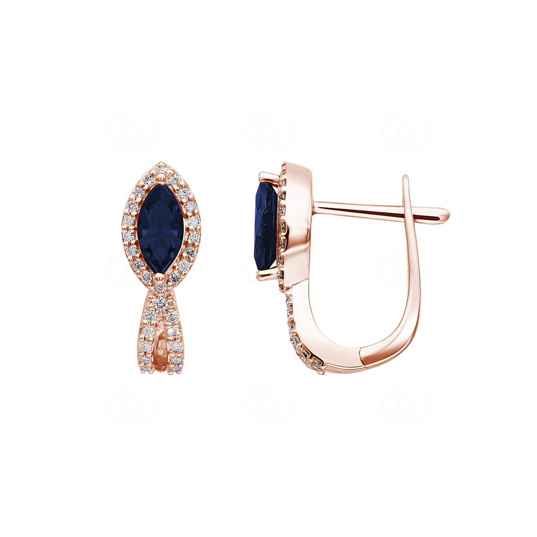 Kreolen 750/18 K Roségold mit Saphiren und Diamanten 0.24 ct H/si