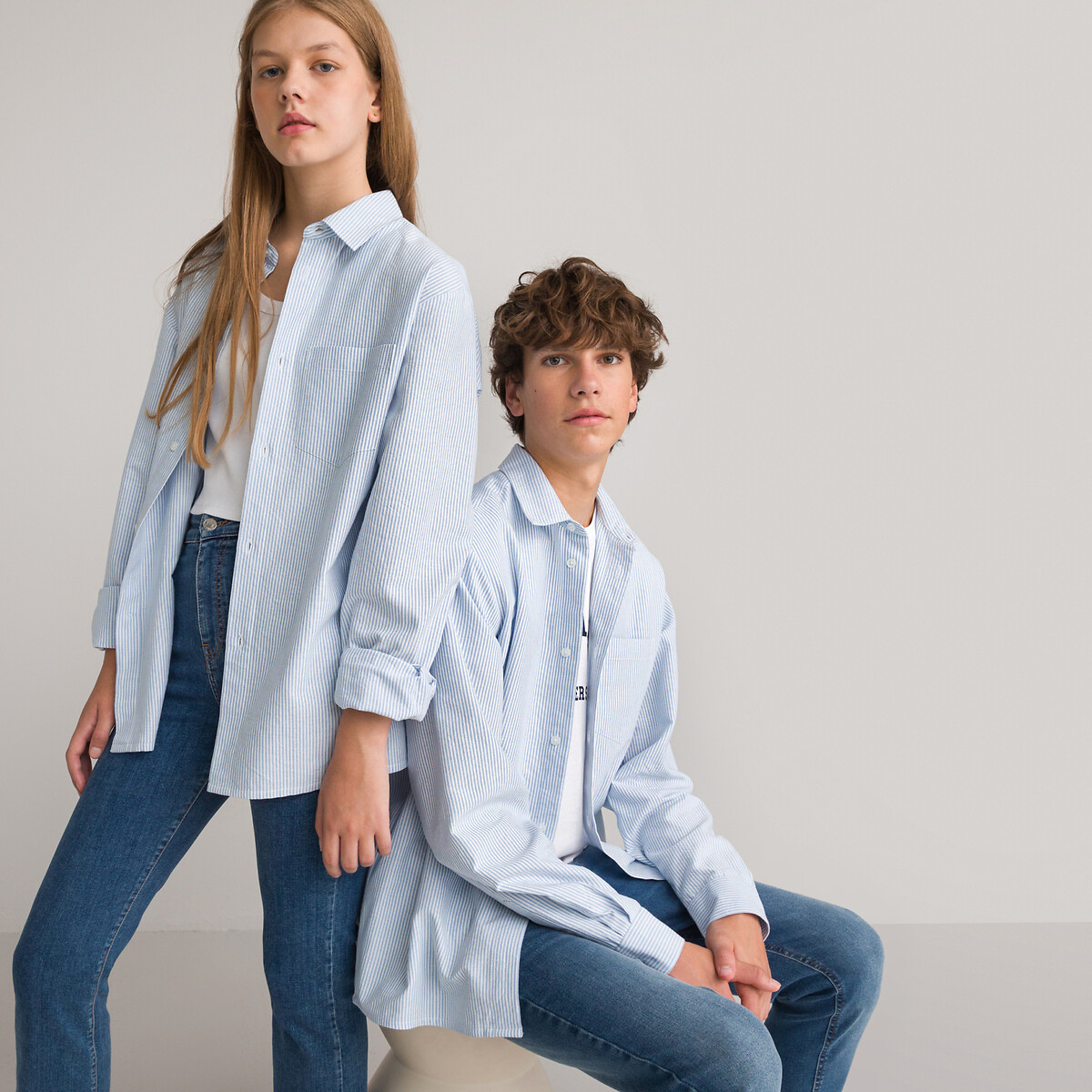 COLEÇÃO LA REDOUTE<br>Camisa listrada oversized de manga comprida, unissex