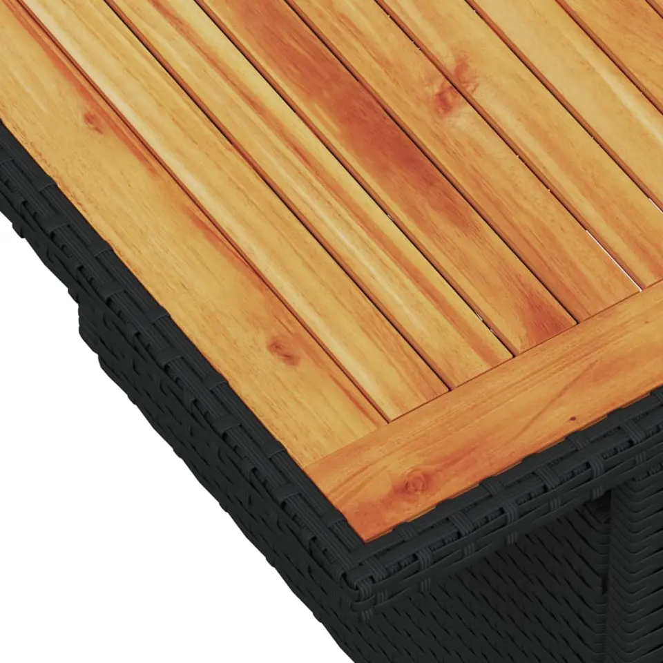 vidaXL - Tuintafel - Zwart - Poly rattan en acaciahout - 100x55x73 cm