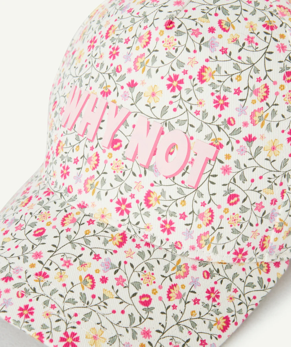 CASQUETTE FILLE EN COTON IMPRIMÉ FLEURI AVEC MESSAGE