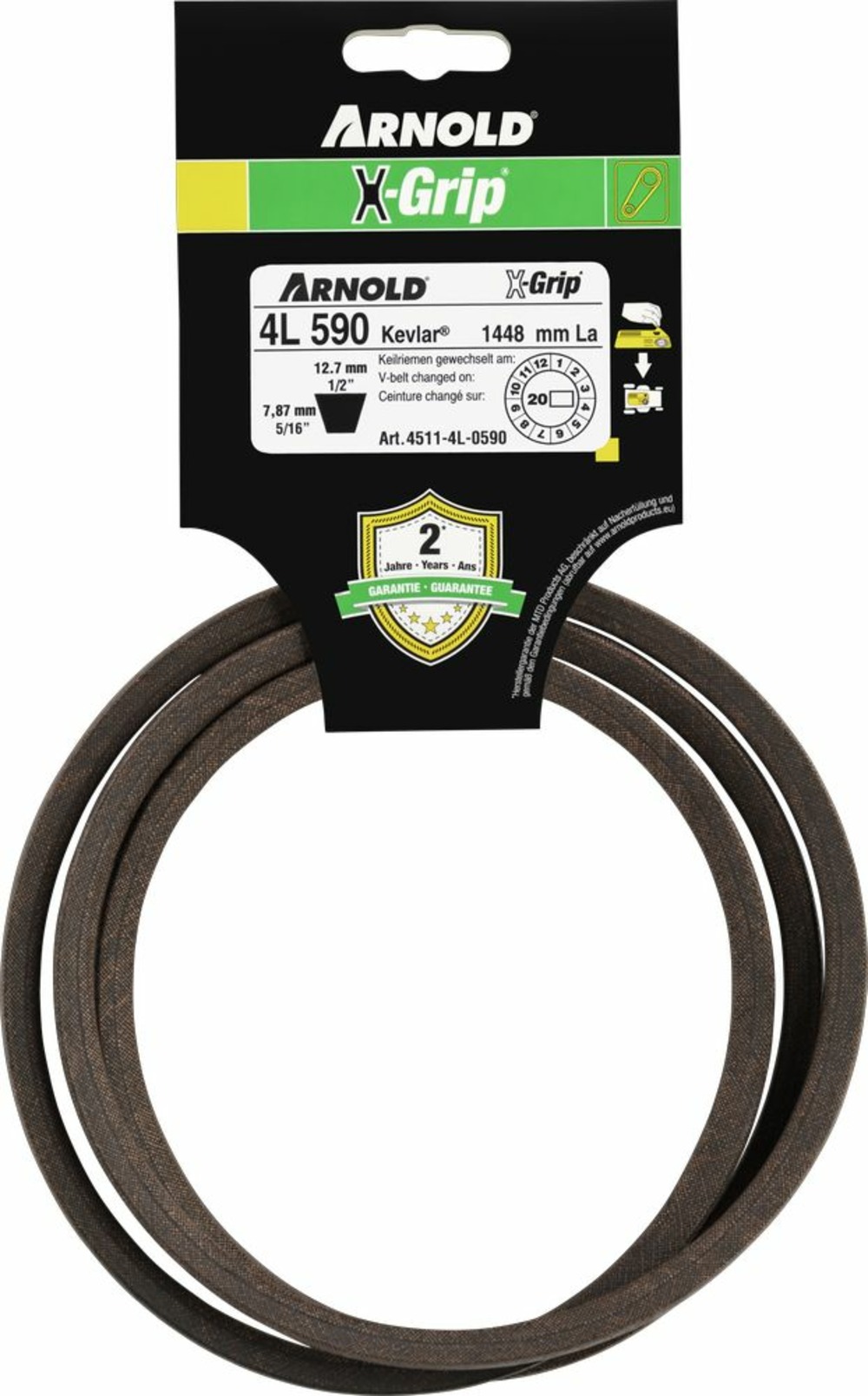 Courroie trapézoïdale x-grip v de type 4l590