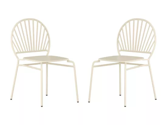 Lot de 2 chaises de jardin empilables en métal - Beige - CEDEIRA de MYLIA