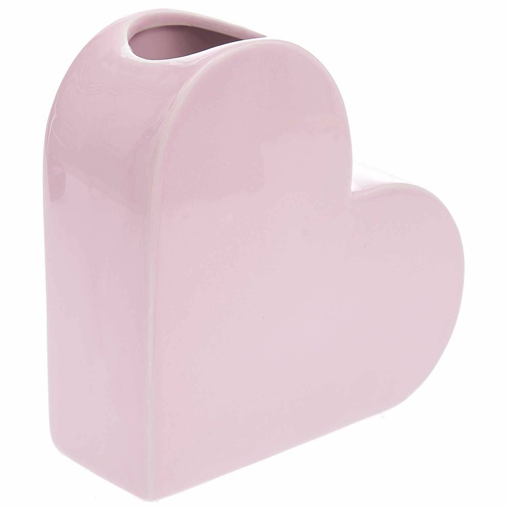 Vase en céramique coeur rose 16 cm