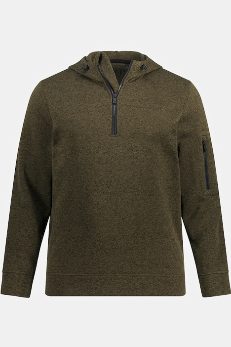 Strickfleece-Hoodie, Kapuze, halber Zipper
